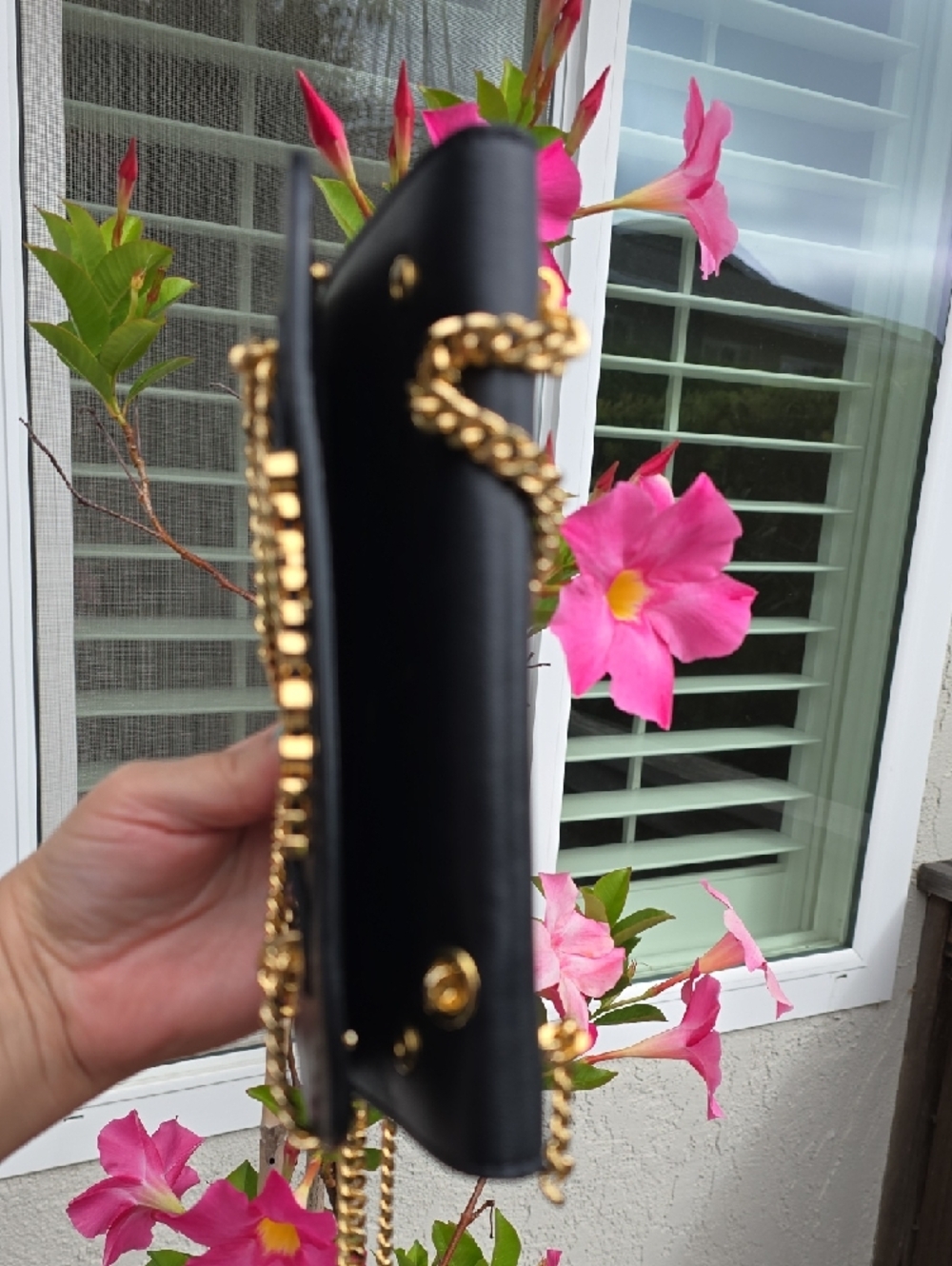 Moschino Black and Gold Leather Wallet Crossbody with Statement Logo - Picture 5 of 12